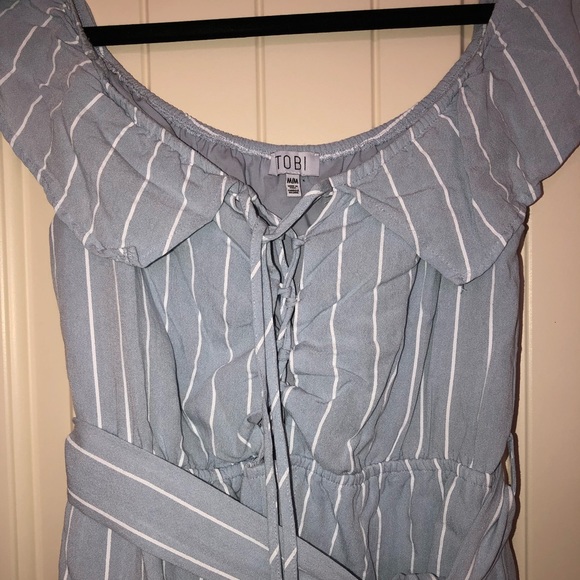 Tobi Light Blue Stripped Romper - Picture 3 of 5